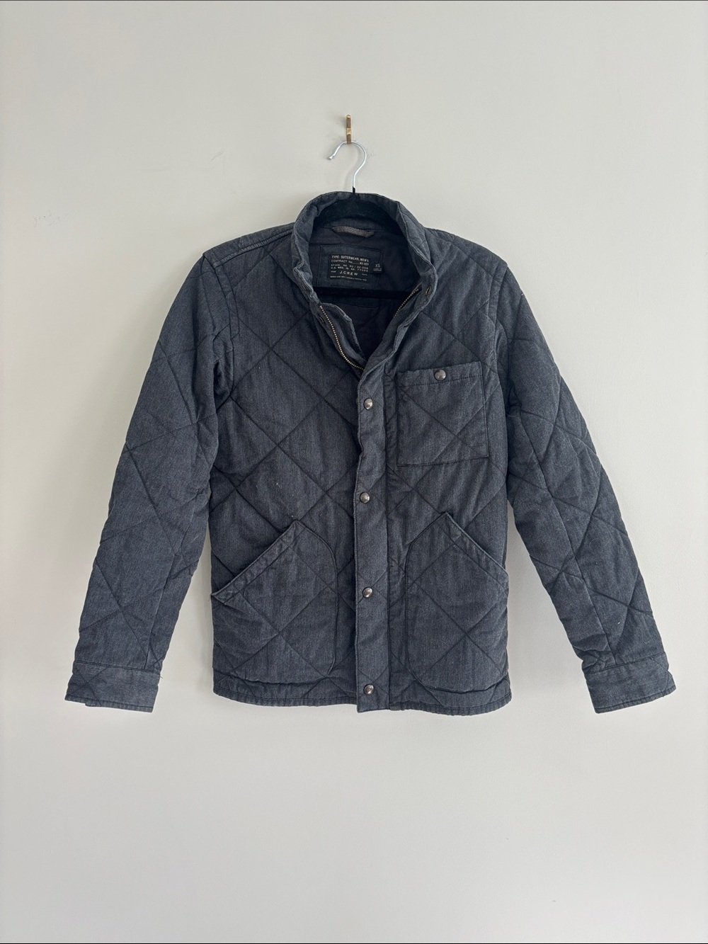 J. Crew Quilted Lightweight Jacket in Charcoal Gray